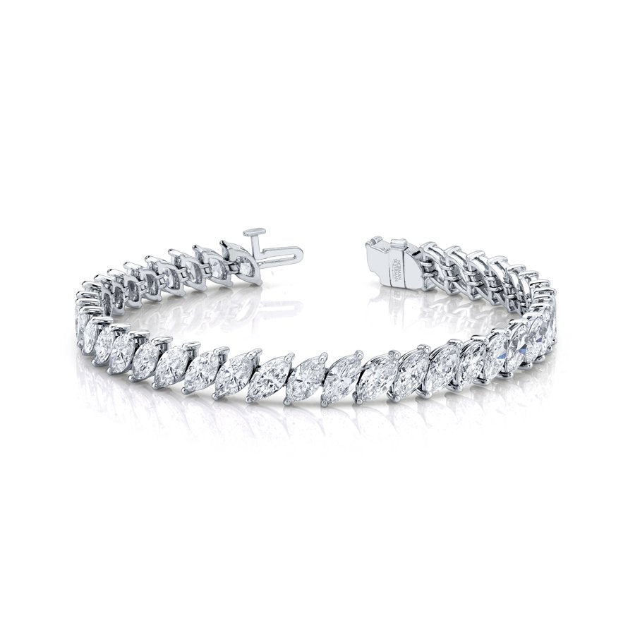 13.67 Carat 18k White Gold Marquise Shape Diamond Straight Line Bracelet - Chapel Hills Jewelry