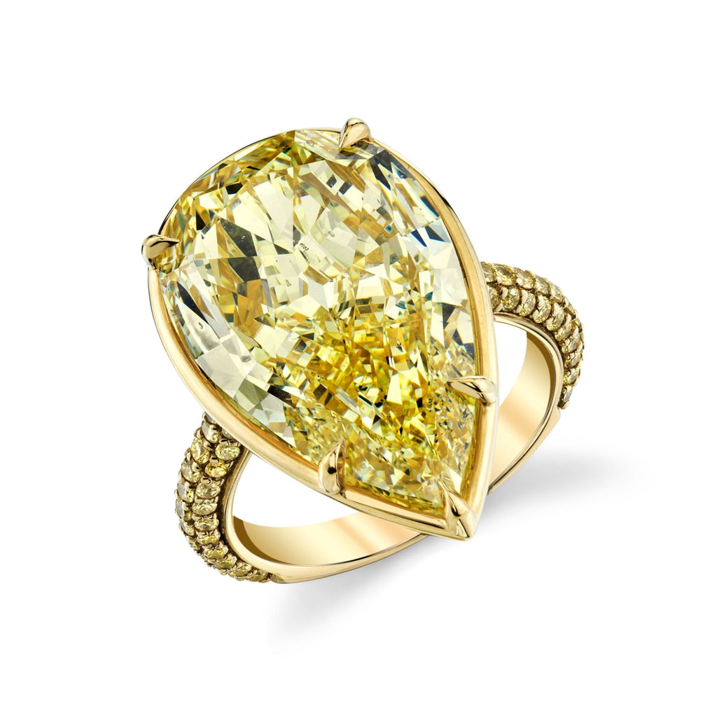 15.12 Carat Pear Shape Fancy Light Yellow Diamond Ring - Chapel Hills Jewelry