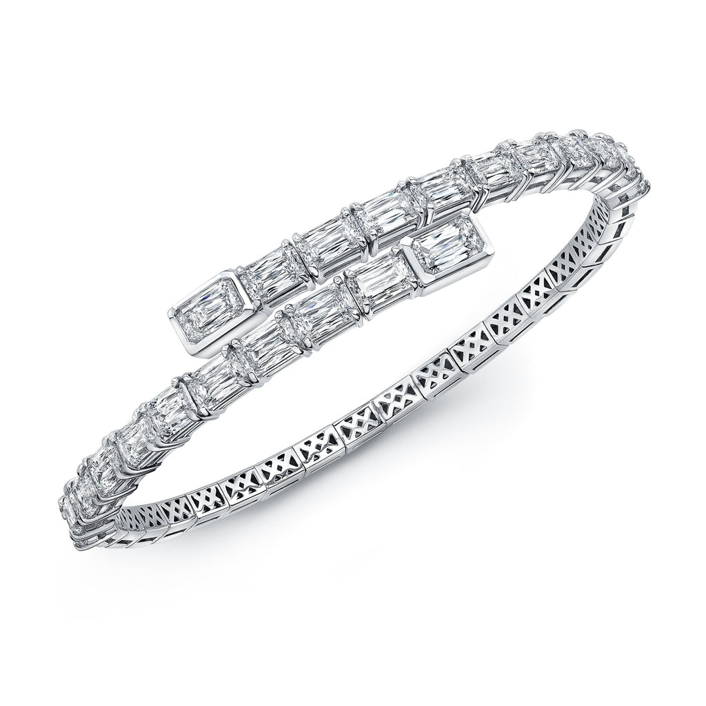 15.62 Carat 18k White Gold Round Cornered Modified Rectangular Brilliant Spiral Bracelet - Chapel Hills Jewelry