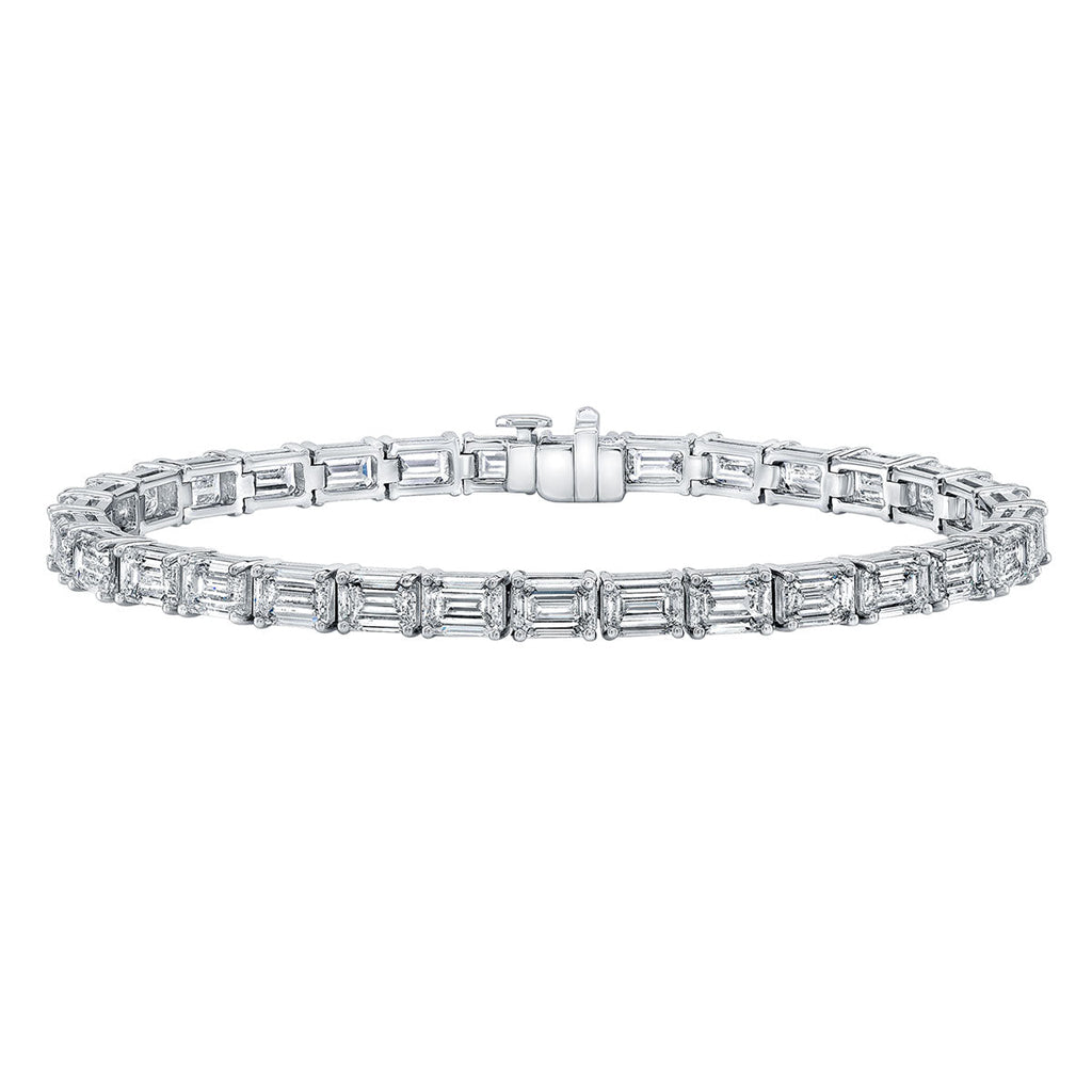 15.82 Carat Platinum Emerald Cut Diamond 4 - Prong Straight Line Bracelet - Chapel Hills Jewelry