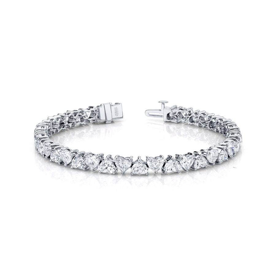 15.86 Carat 18K White Gold Heart Shape Straight Line Bracelet - Chapel Hills Jewelry