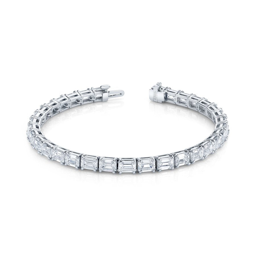 16.75 Carat Platinum Emerald Cut East - West Straight Line Bracelet - Chapel Hills Jewelry