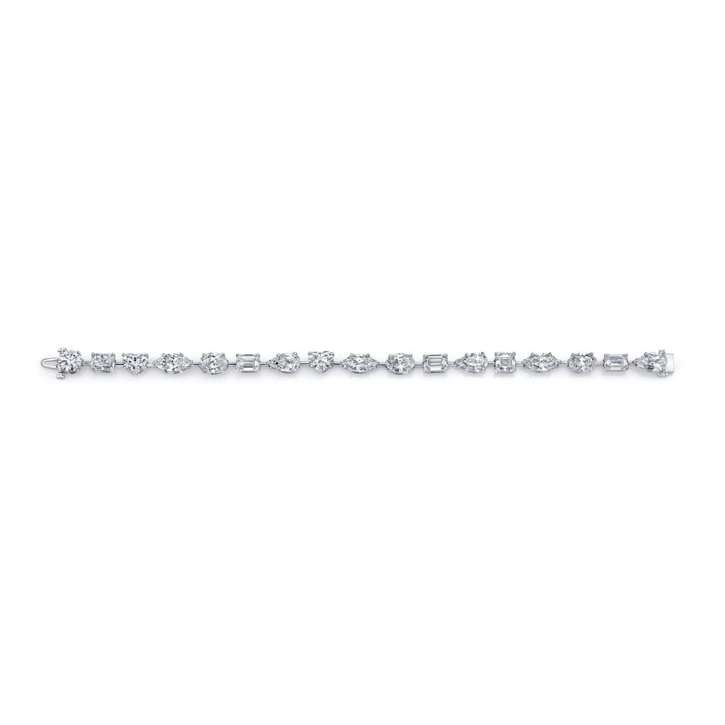 17.27 Carat Platinum Mixed Fancy Shape Straight Line 4 - Prong Bracelet - Chapel Hills Jewelry