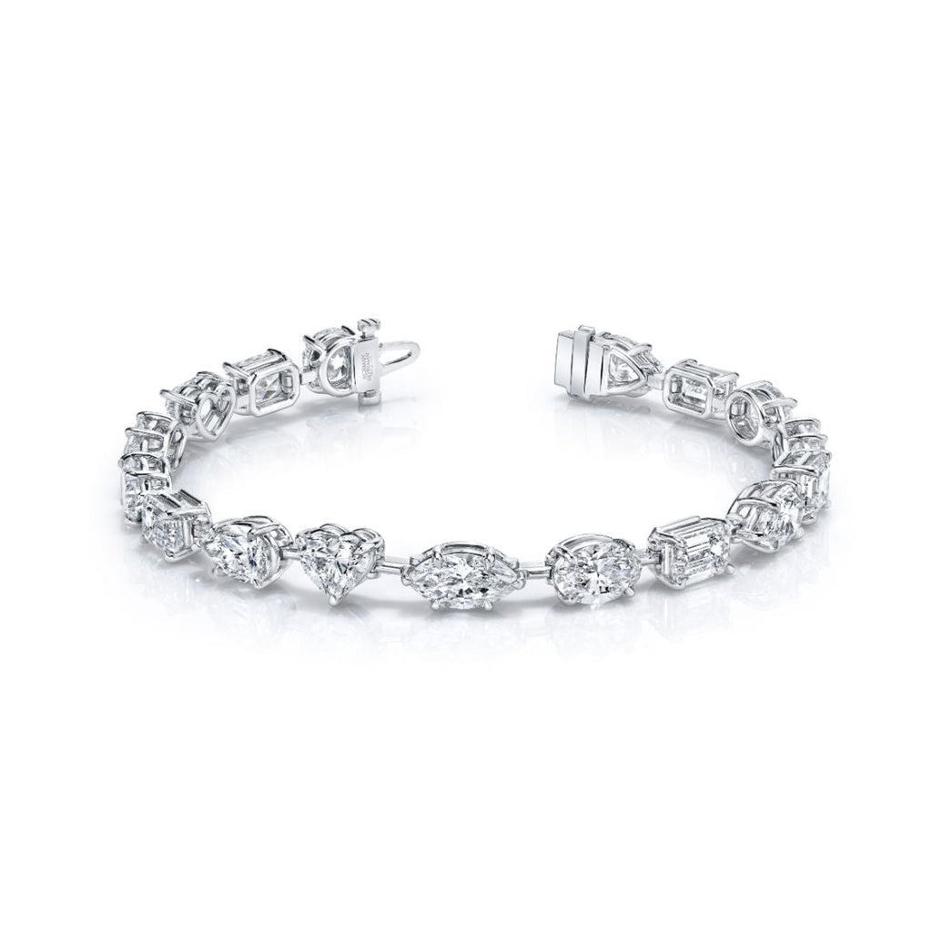 17.27 Carat Platinum Mixed Fancy Shape Straight Line 4 - Prong Bracelet - Chapel Hills Jewelry