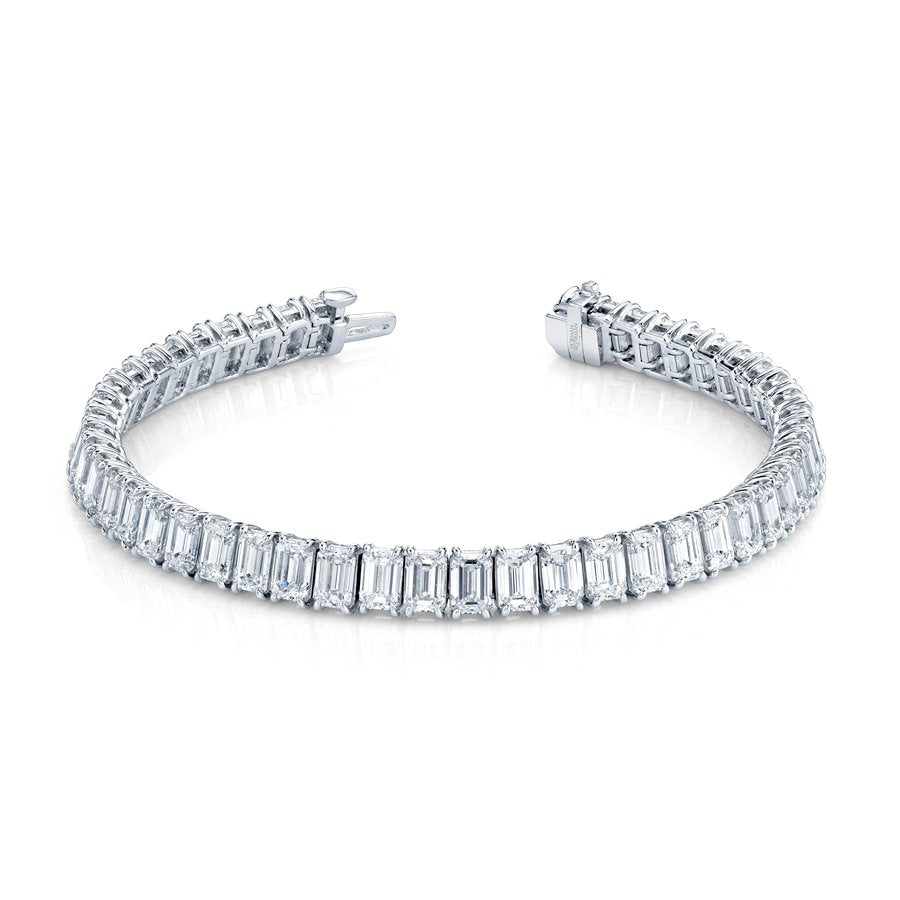 19.50 Carat Emerald Cut Diamond 4 - Prong Straight Line Bracelet - Chapel Hills Jewelry