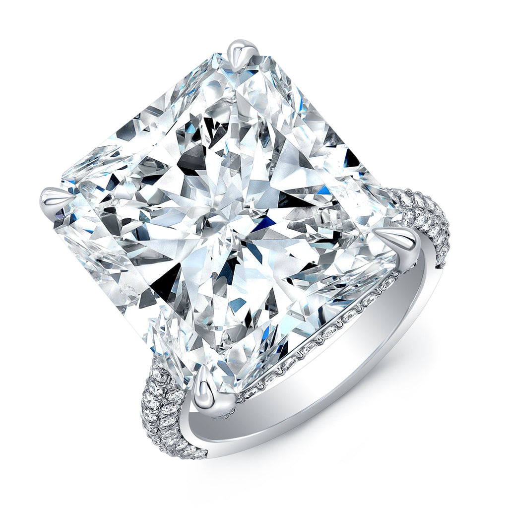 20.21 Carat Platinum Radiant - Cut Pavé Diamond Ring - Chapel Hills Jewelry