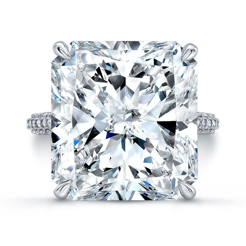 20.21 Carat Platinum Radiant - Cut Pavé Diamond Ring - Chapel Hills Jewelry