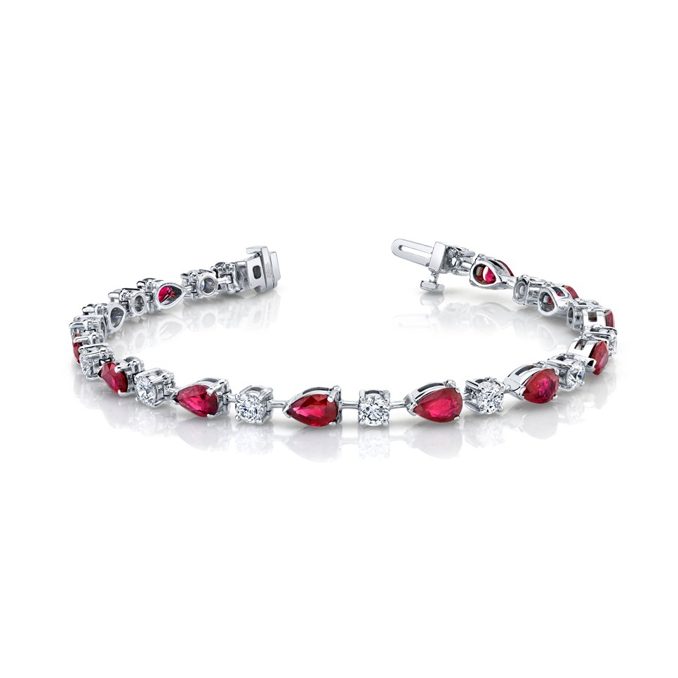 2.38 Carat White Gold Ruby and Diamond Straight Line Bracelet - Chapel Hills Jewelry