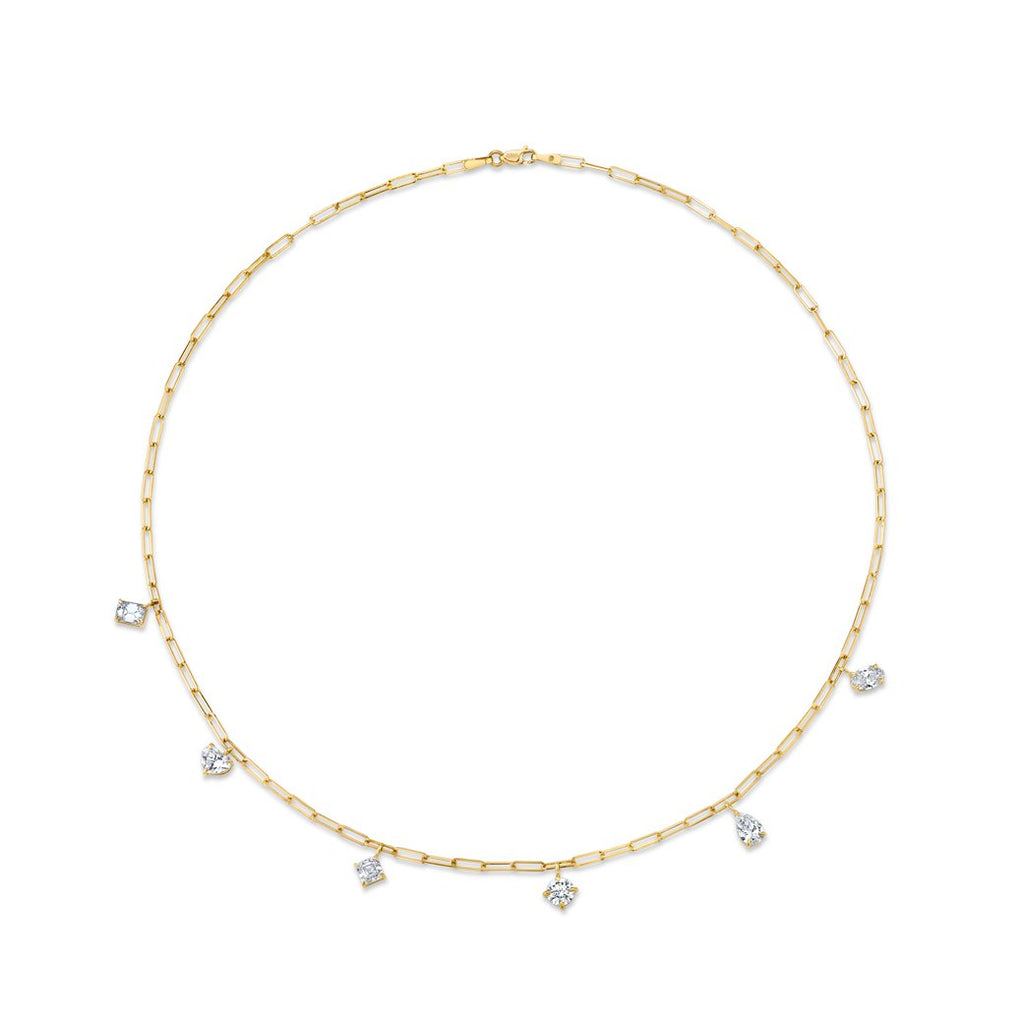 2.56 Carat 18k Yellow Gold Diamond Charm Necklace with Fancy Shapes - Chapel Hills Jewelry