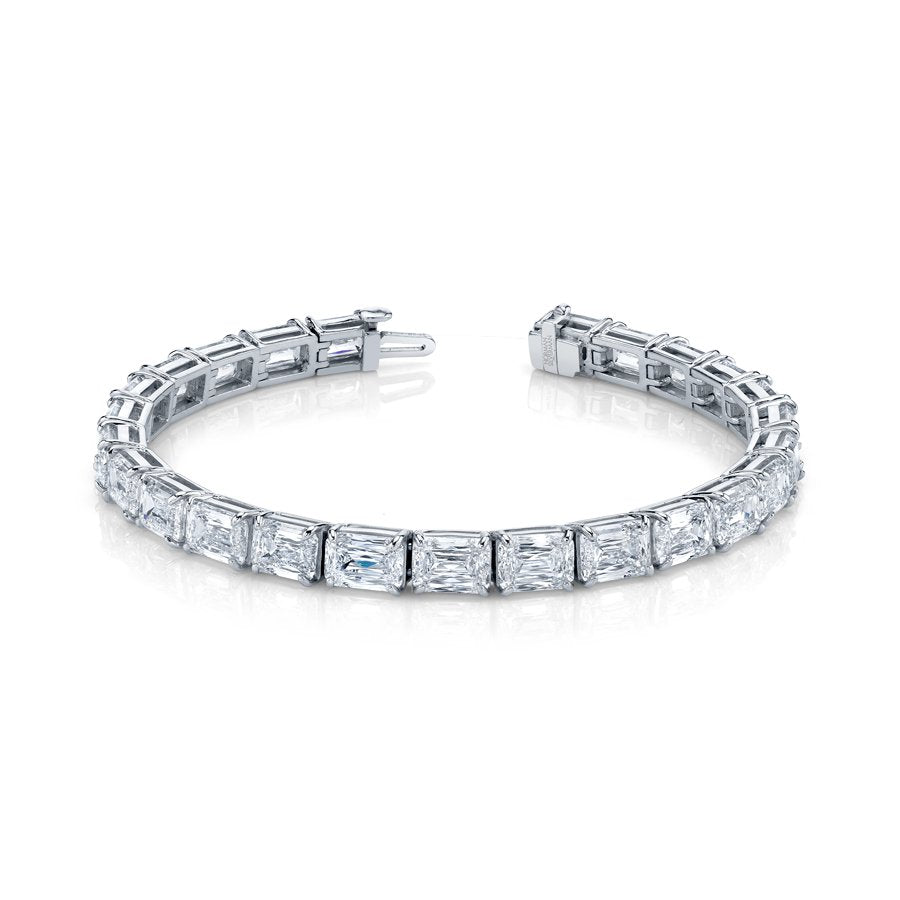 27.66 Carat Platinum Emerald Cut Diamond 4 - Prong Straight Line Bracelet - Chapel Hills Jewelry