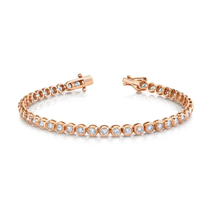 3.24 Carat 14k Rose Gold Round Brilliant Straight Line Bezel Set Bracelet - Chapel Hills Jewelry