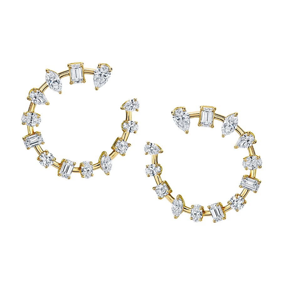 4 Carat Alternating Diamond Hoop Earrings - Chapel Hills Jewelry