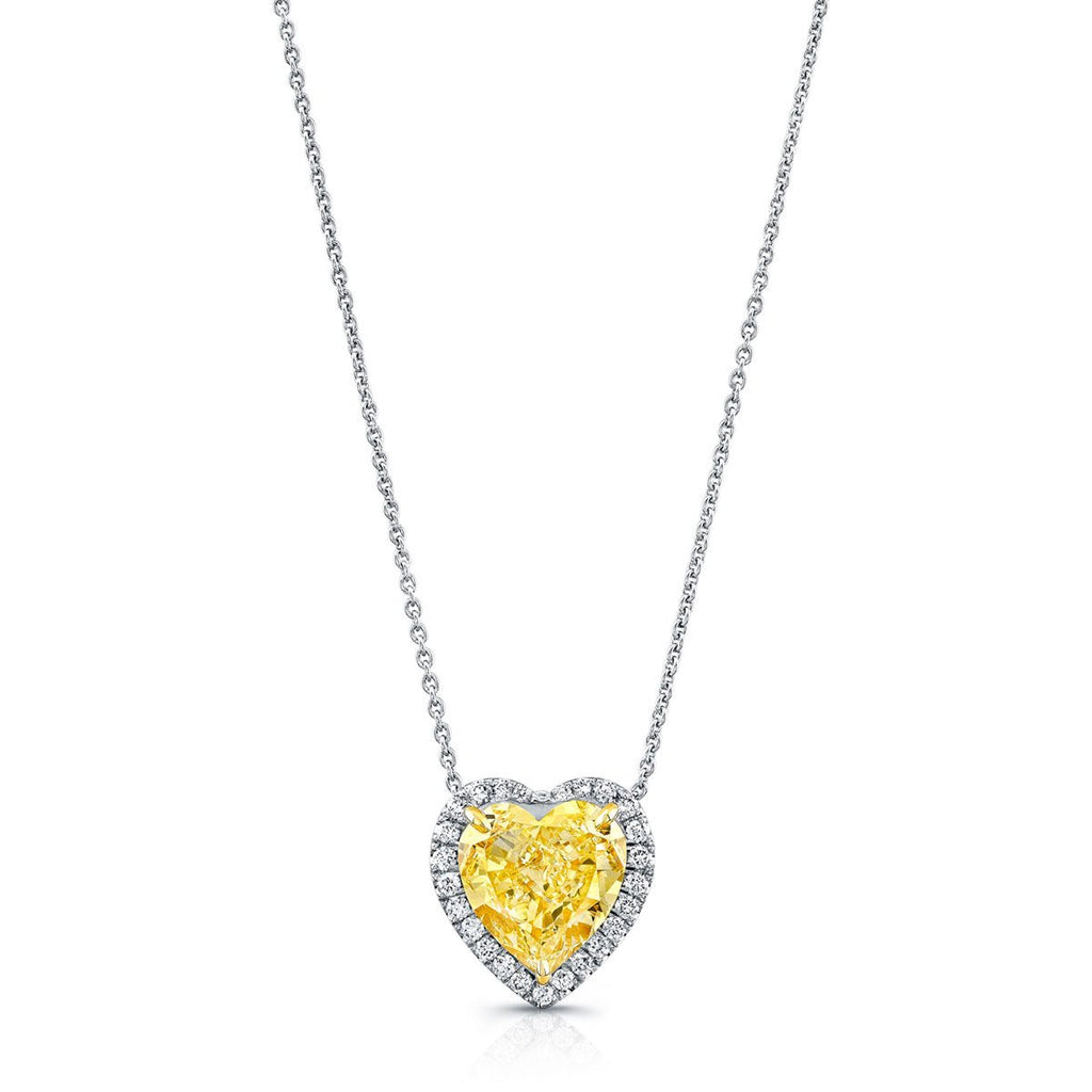 4 Carat Platinum Fancy Yellow Heart Shape Diamond Pendant - Chapel Hills Jewelry