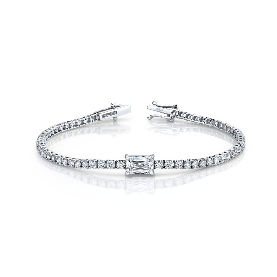 4.31 Carat 18k White Gold Round Cornered Straight Line Bracelet - Chapel Hills Jewelry