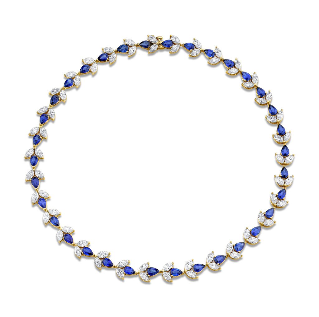 43.69 Carat Sapphire Diamond Deco Necklace - Chapel Hills Jewelry