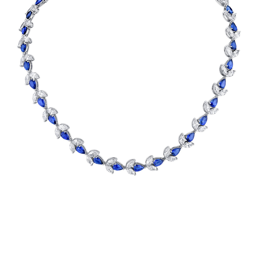 43.69 Carat Sapphire Diamond Deco Necklace - Chapel Hills Jewelry