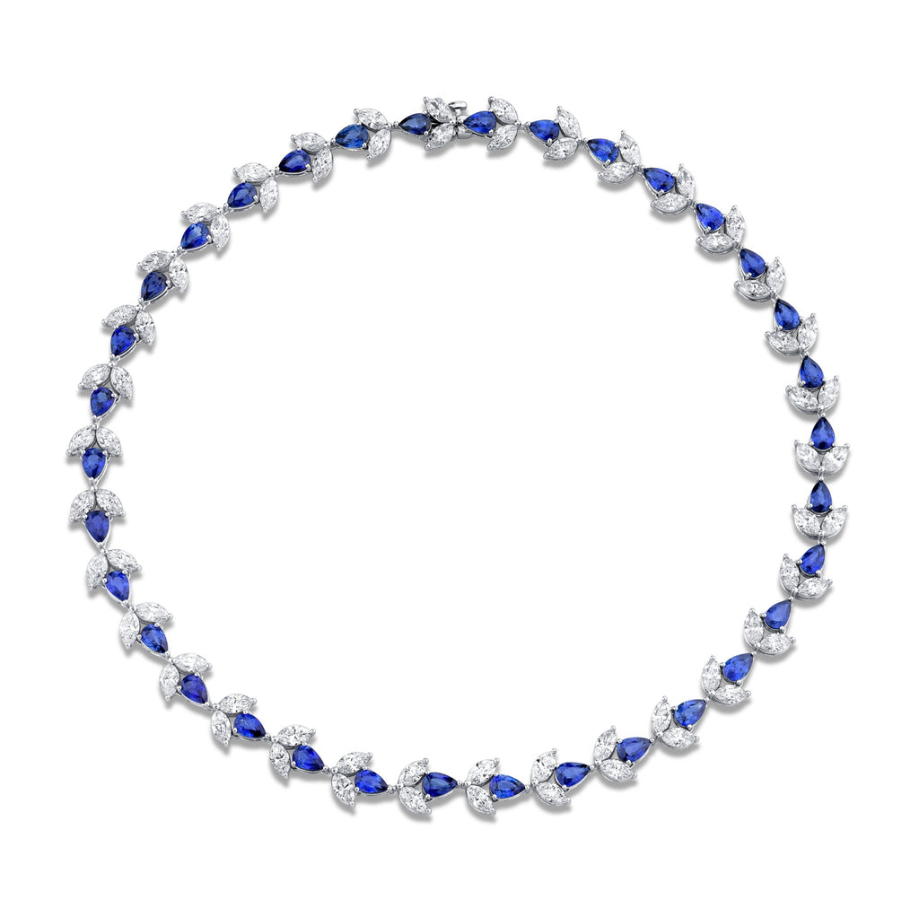 43.69 Carat Sapphire Diamond Deco Necklace - Chapel Hills Jewelry