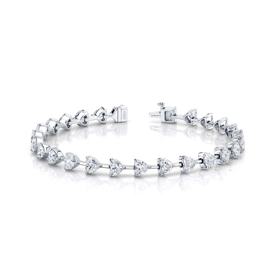 8.35 Carat Heart - Cut Diamond Bracelet Set in 18k White Gold - Chapel Hills Jewelry