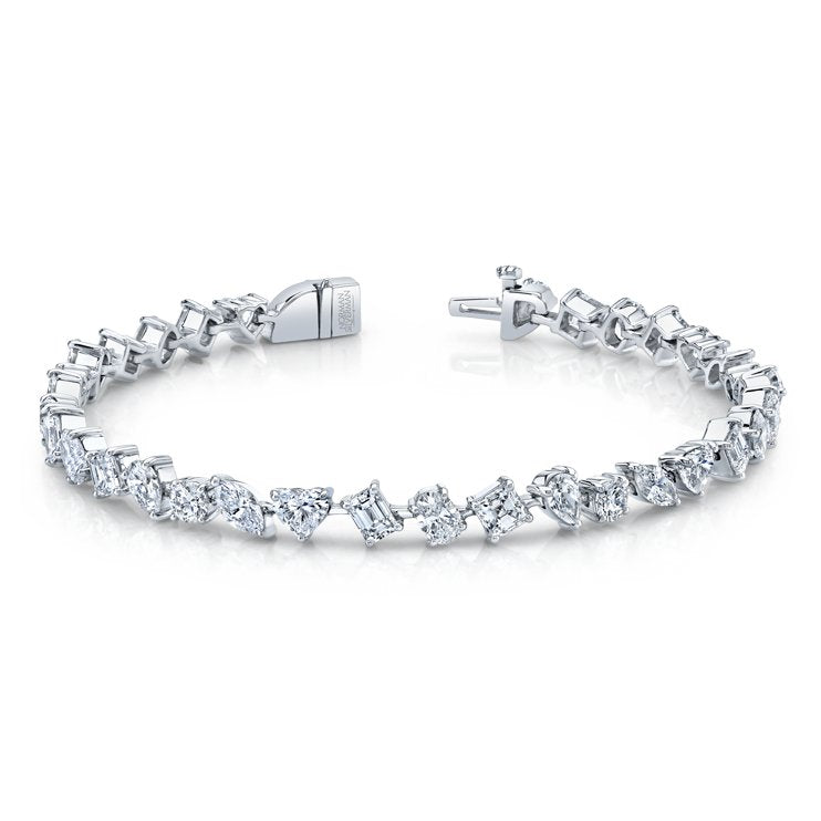 8.57 Carat 18k White Gold Mixed Shape Straight Line Bracelet - Chapel Hills Jewelry