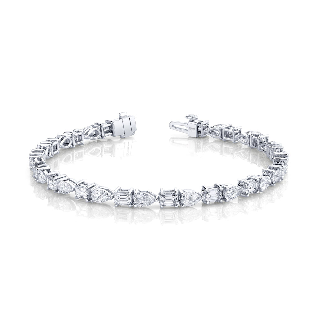 8.58 Carat 18k White Gold Pear and Emerald Cut Bracelet - Chapel Hills Jewelry