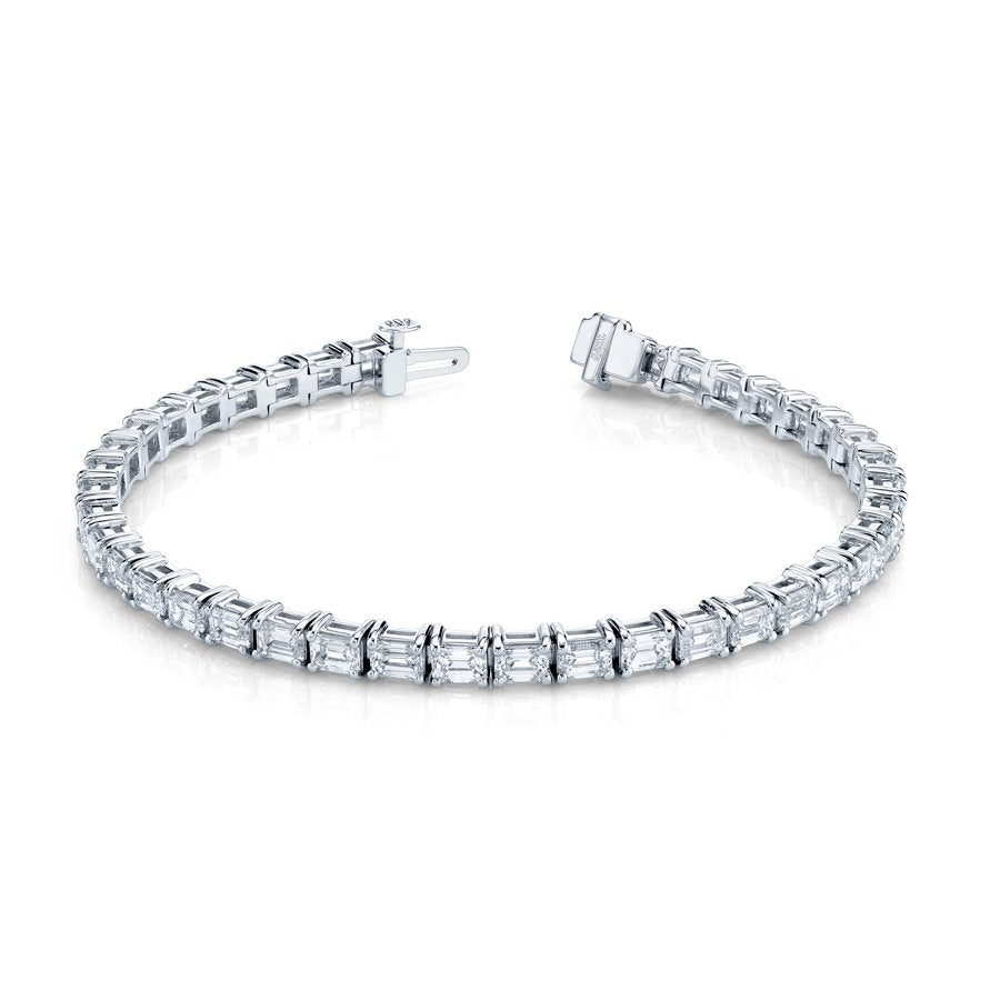 9.46 Carat 18k White Gold Emerald Cut Diamond Straight Line Bracelet - Chapel Hills Jewelry