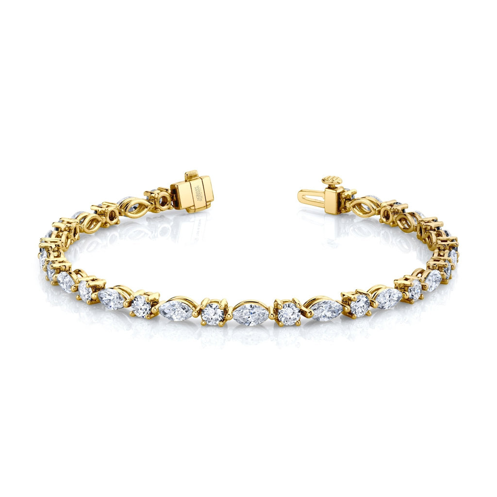 Alternating Marquise and Round Brilliant cut Diamond Bracelet - Chapel Hills Jewelry