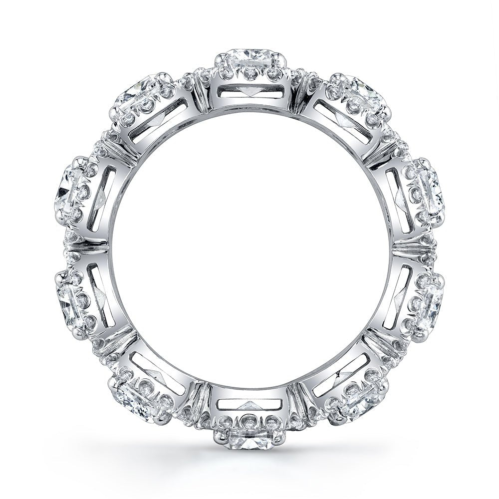 Brilliant Round Cut Eternity Band with Pavé Halo - Chapel Hills Jewelry