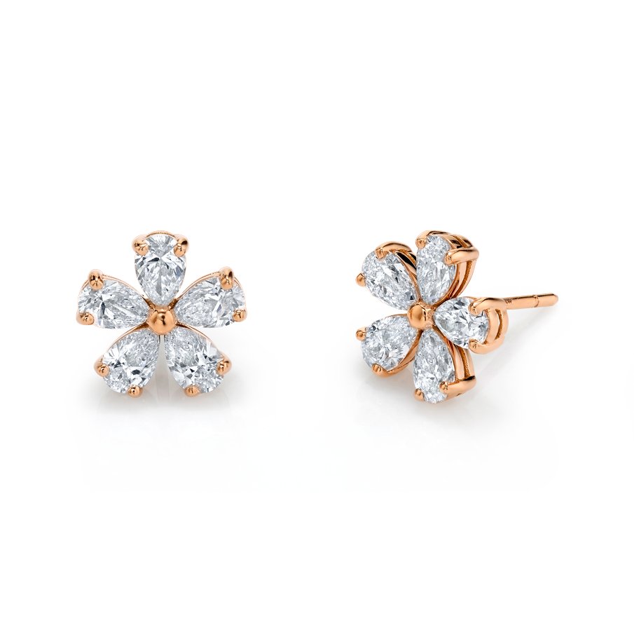 Diamond Floret Earrings in 18k Yellow Gold - Chapel Hills Jewelry