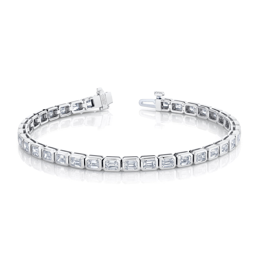 East - West Emerald Cut Diamond Bezel Bracelet - Chapel Hills Jewelry