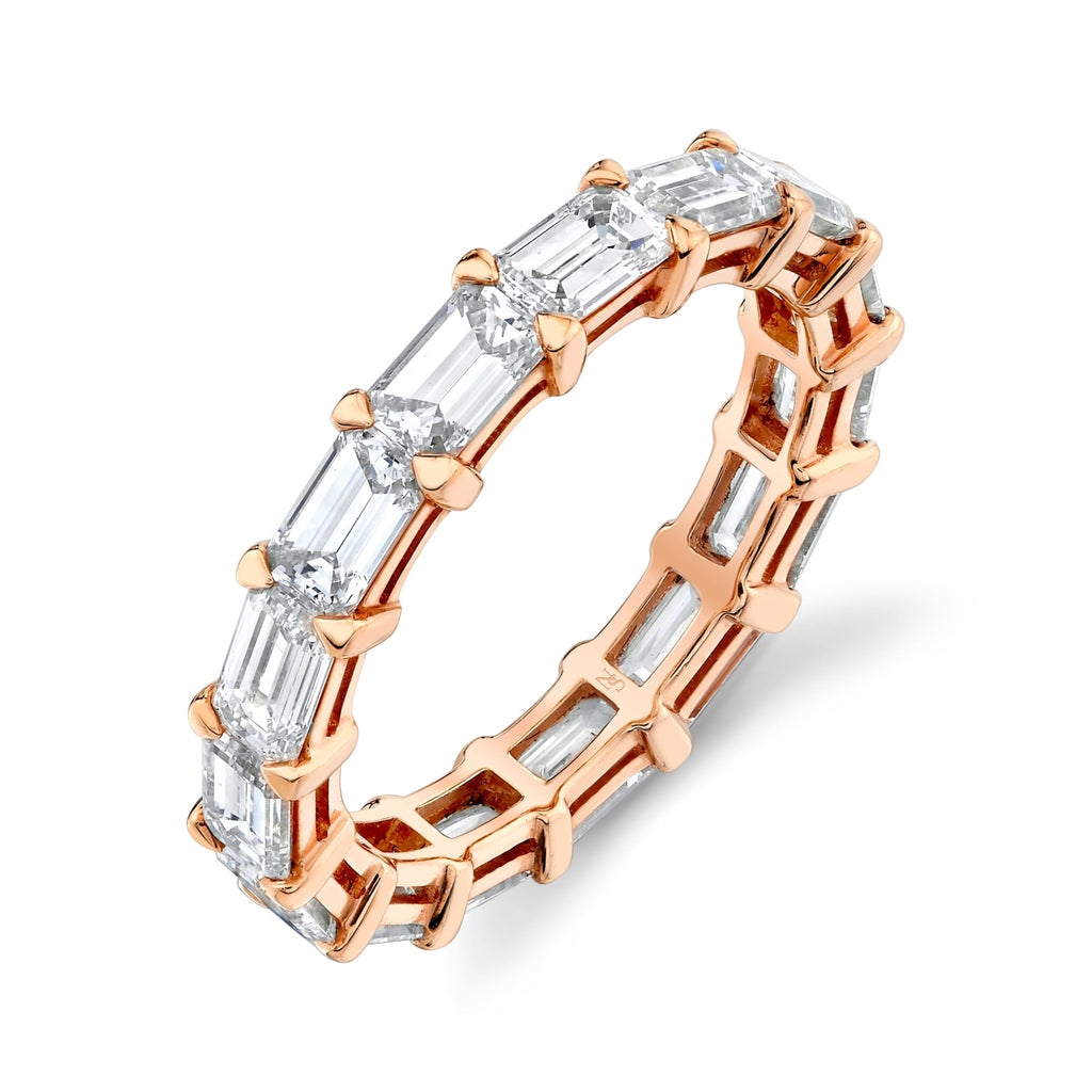 East West Emerald Cut Diamonds Eternity Band in 18k Rose Gold - Chapel Hills Jewelry