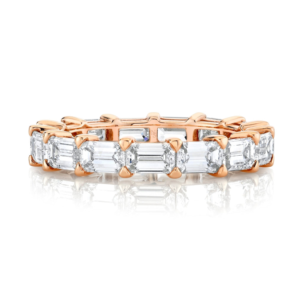 East West Emerald Cut Diamonds Eternity Band in 18k Rose Gold - Chapel Hills Jewelry