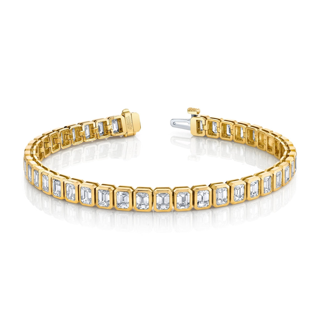 Emerald Cut Diamond Bezel Set Straight Line Bracelet - Chapel Hills Jewelry