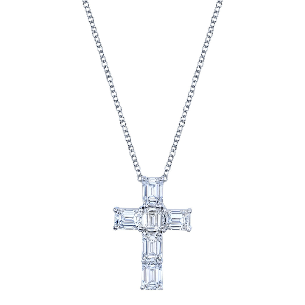 Emerald Cut Diamond Cross Pendant - Chapel Hills Jewelry