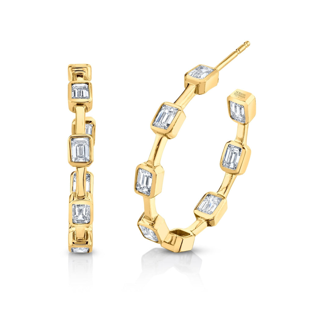 Emerald - cut Diamond Hoop Earrings - Chapel Hills Jewelry