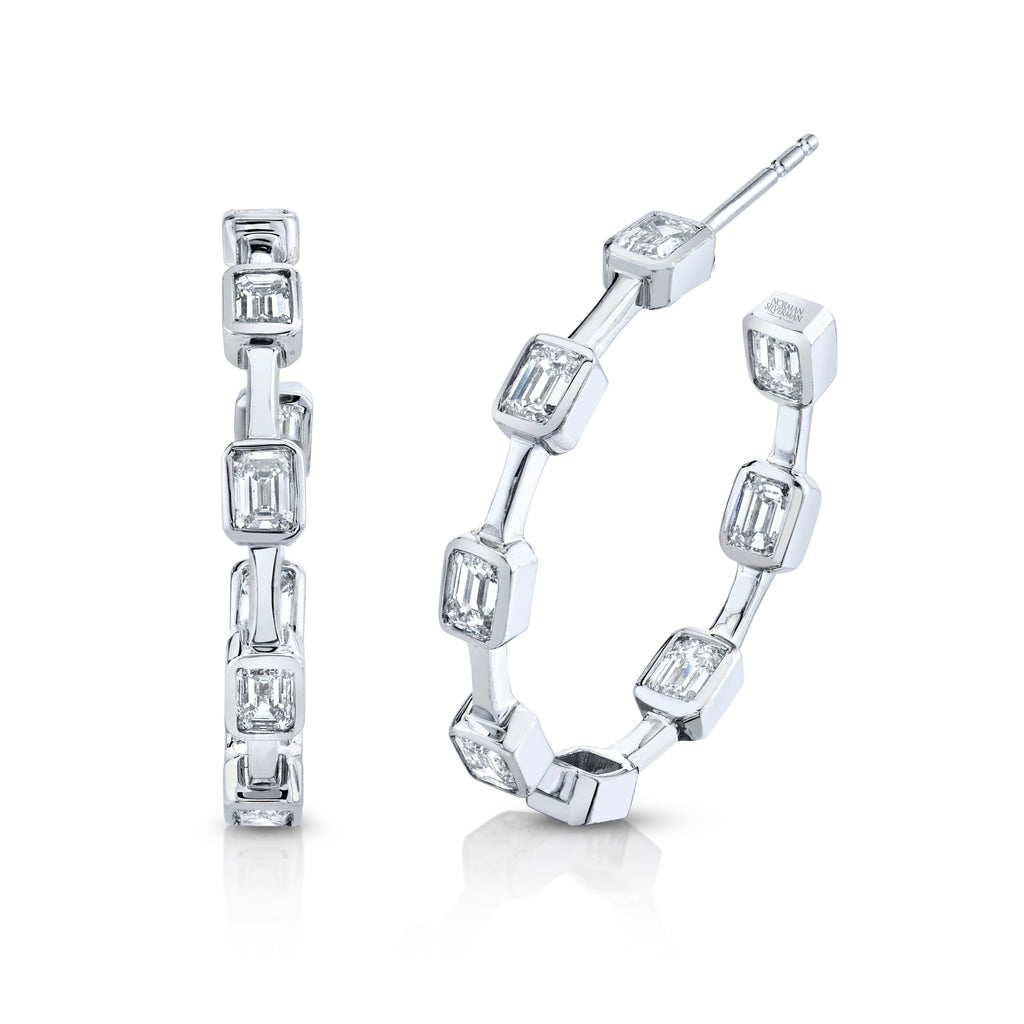 Emerald - cut Diamond Hoop Earrings - Chapel Hills Jewelry