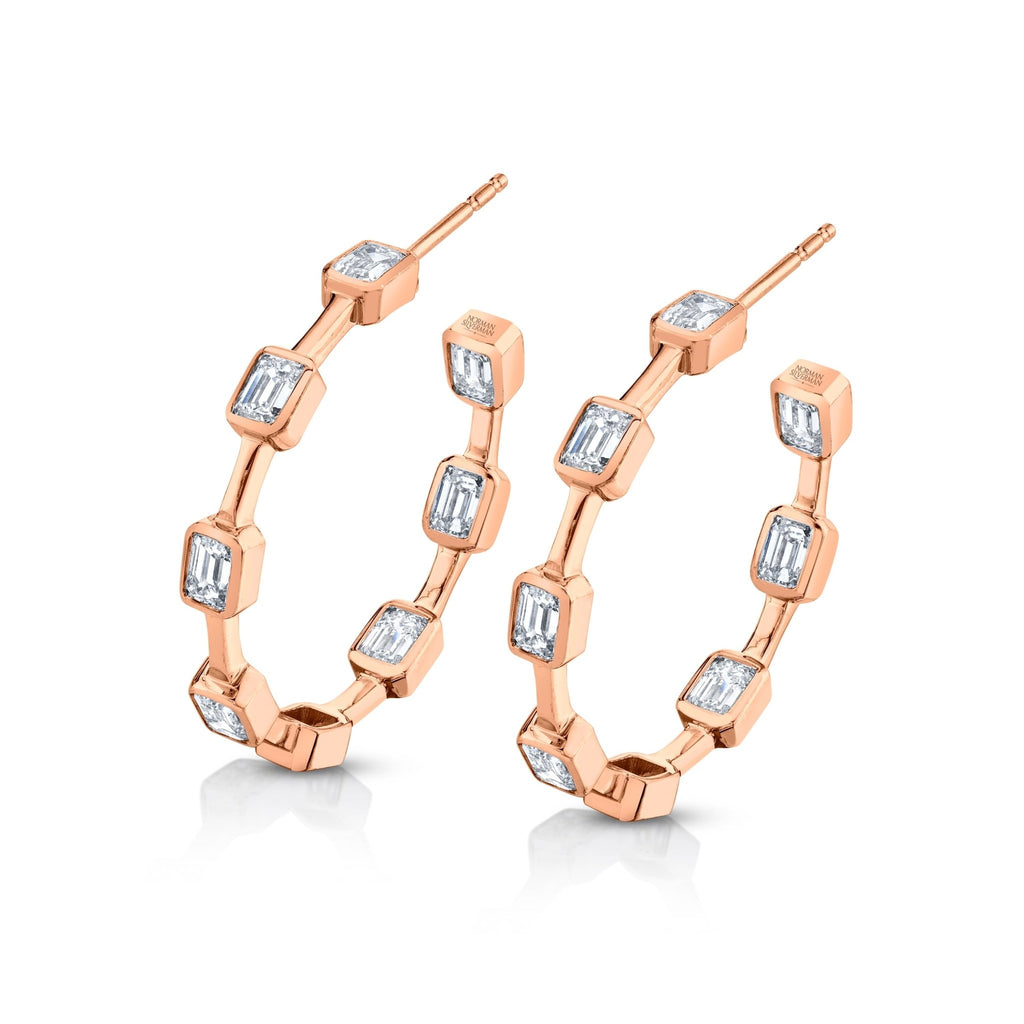 Emerald - cut Diamond Hoop Earrings - Chapel Hills Jewelry