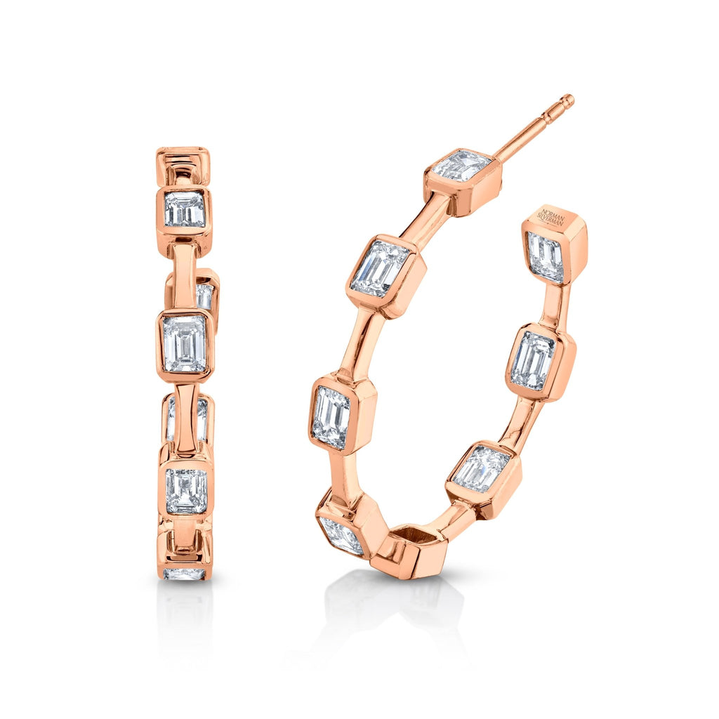 Emerald - cut Diamond Hoop Earrings - Chapel Hills Jewelry