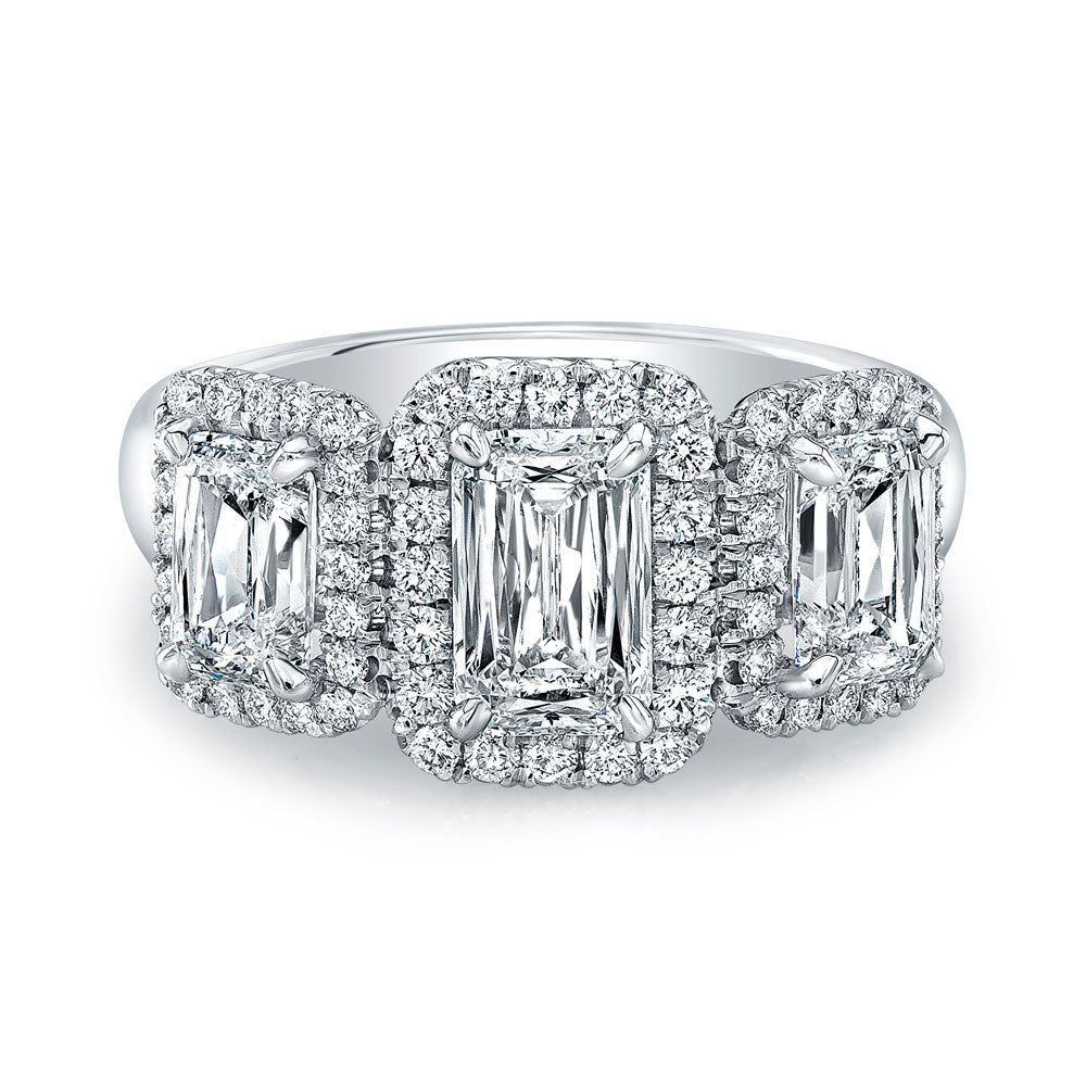 Emerald Cut Diamonds Pavé Platinum Setting - Chapel Hills Jewelry