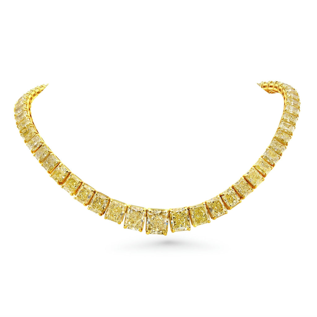 Graduated Fancy Yellow Radiant Cut Diamonds Necklace - Chapel Hills Jewelry