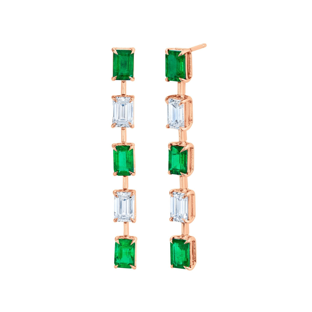 Green Emeralds and Emerald - cut Diamond Earrings - Chapel Hills Jewelry