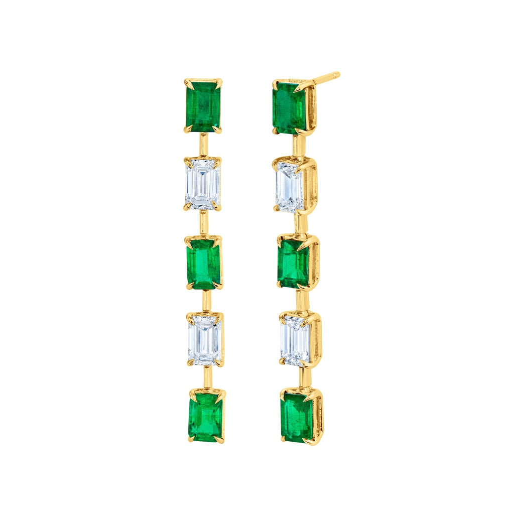 Green Emeralds and Emerald - cut Diamond Earrings - Chapel Hills Jewelry