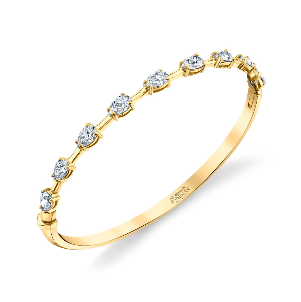 Hinged Bangle Bracelet with Pear Shape Diamonds - Chapel Hills Jewelry