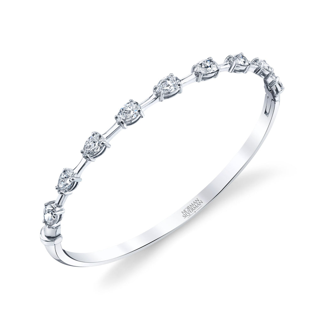 Hinged Bangle Bracelet with Pear Shape Diamonds - Chapel Hills Jewelry