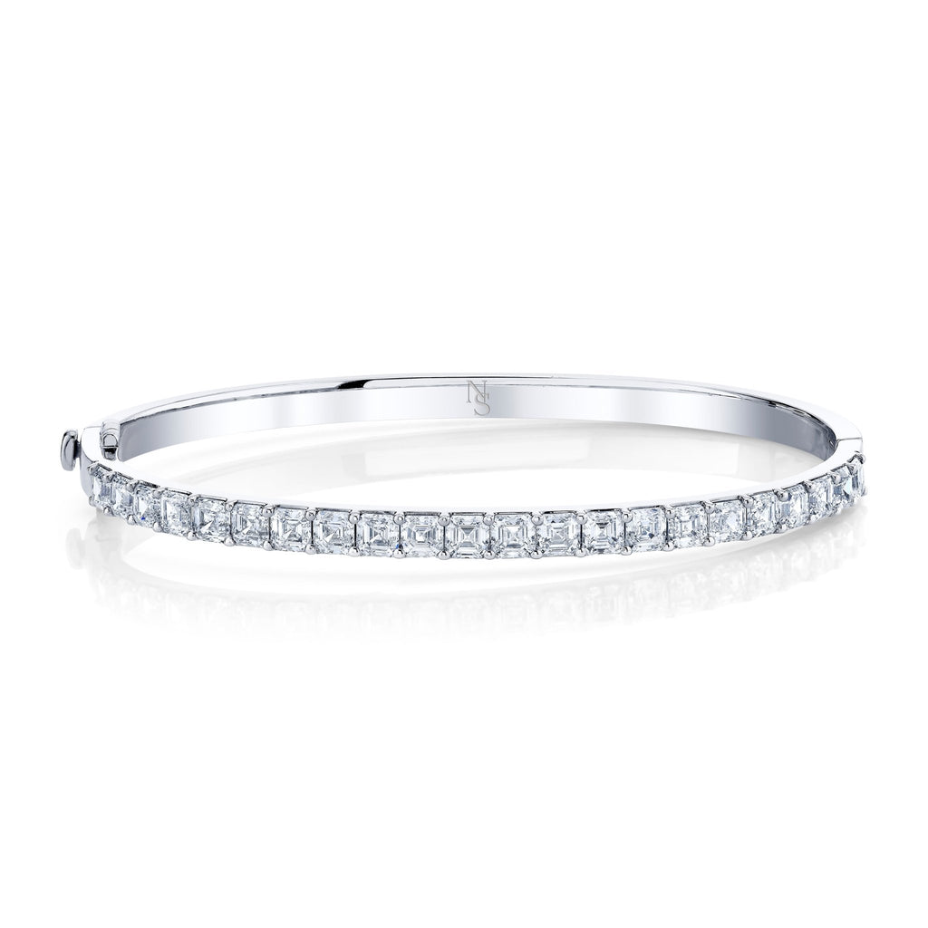 Hinged Bangle with Asscher Cut Diamonds - Chapel Hills Jewelry