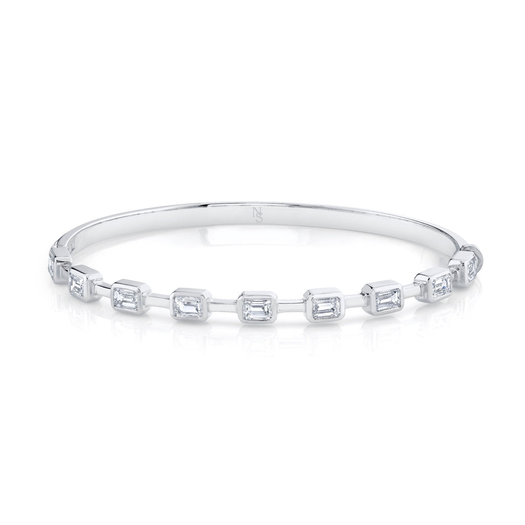 Hinged Bangle with Bezel - Set Emerald Cut Diamonds - Chapel Hills Jewelry