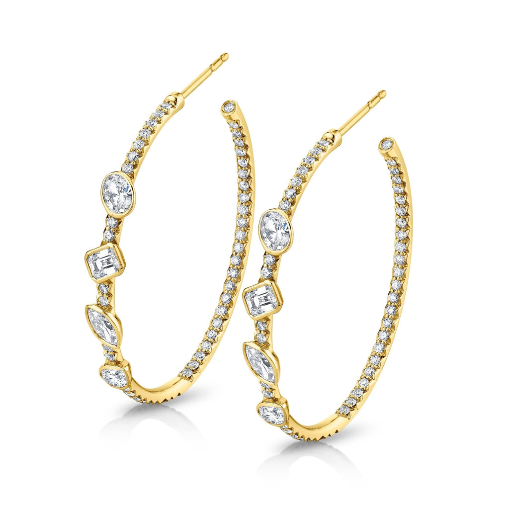 Hoop Earrings with Fancy Shape Diamonds - Chapel Hills Jewelry