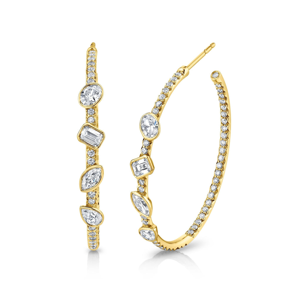 Hoop Earrings with Fancy Shape Diamonds - Chapel Hills Jewelry