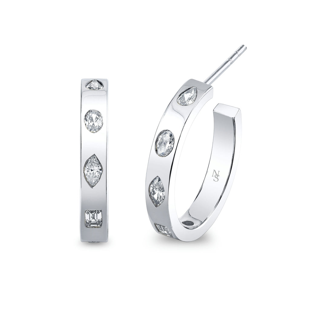 Hoop Earrings with Fancy Shape Diamonds - Chapel Hills Jewelry