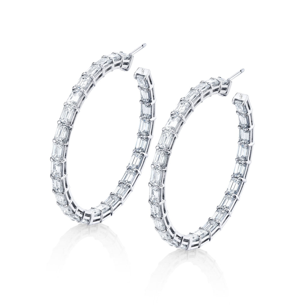 Inside Out Emerald Cut Diamonds Hoop Earrings - Chapel Hills Jewelry