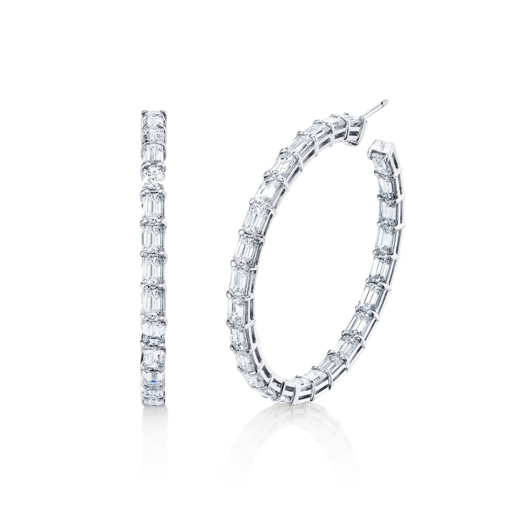 Inside Out Emerald Cut Diamonds Hoop Earrings - Chapel Hills Jewelry